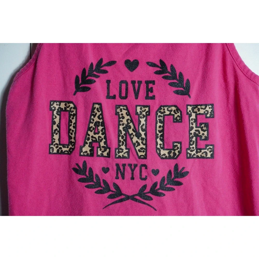 Faded Glory Tank Top Size 8 Contemporary Pink Leopard Love Dance NYC